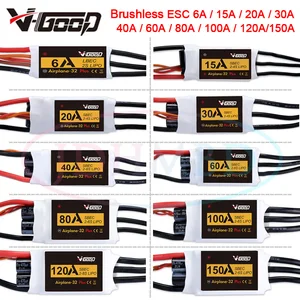 VGOOD Brushless ESC 6A / 15A / 20A / 30A / 40A / 60A / 80A / 100A / 120A 2-6S 32-Bit W/1.5A SBEC for RC Helicopter Airplane Accs