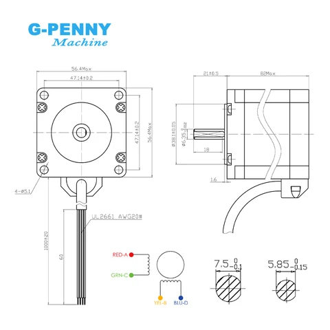 G-PENNY MACHINE 57HS8230A4/57HS8240A4 Nema23 шаговый двигатель