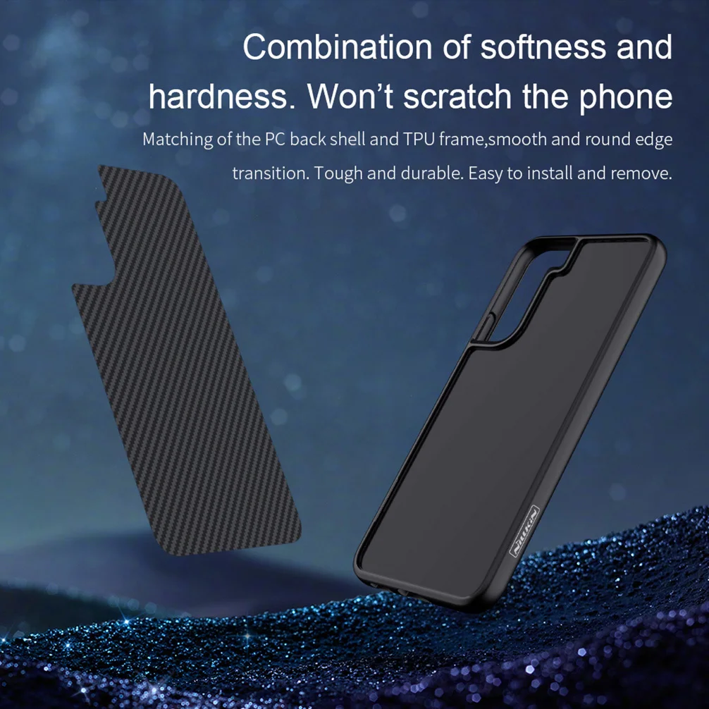 For Samsung Galaxy S22 Case NILLKIN Synthetic Carbon Fiber Case TPU+PC Hard Plastic Back Cover For Samsung S22+ Plus Cover