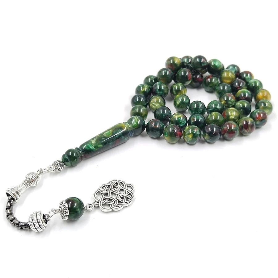 Tasbih зеленый цвет смолы мусульманский мужской фотобраслет Арабские Ювелирные