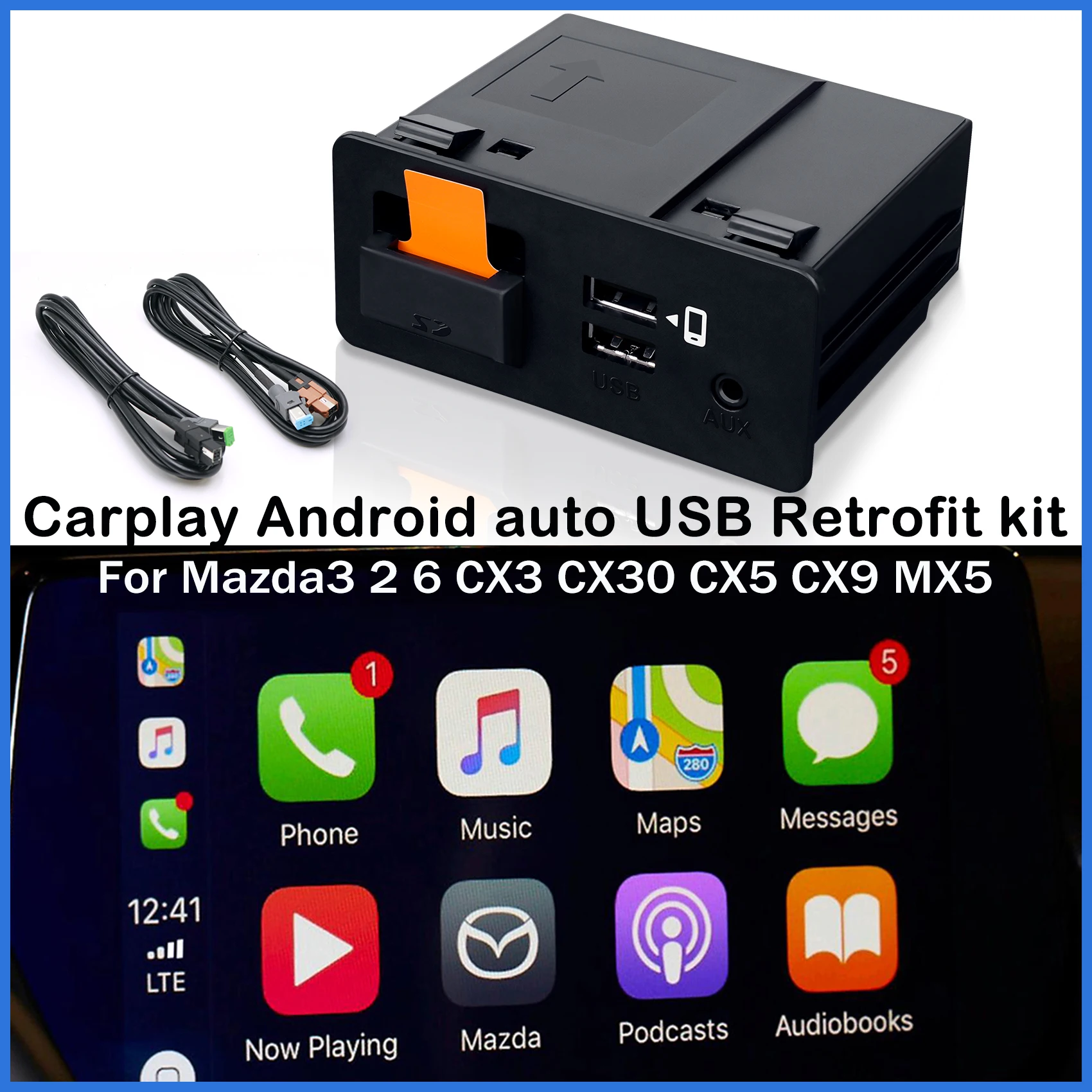 $81.70 Apple CarPlay Android Auto USB adapter hub OEM for Mazda 3 6 2 Mazda CX5 CX3 CX9 miata MX5 Toyota Yaris TK78-66-9U0C