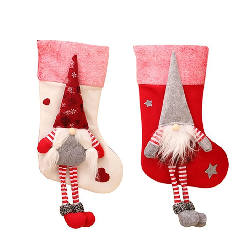 

Christmas Stockings, Xmas Stockings Decorations, Santa Claus Gift Candy Bag For Xmas Holiday Party Home Decoration