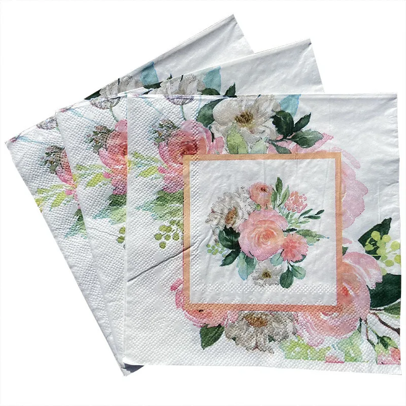 

10/20pcs 33cm Vintage Rose Paper Napkins Decoupage Servilletas DIY Crafts Elegant Floral Tissues Wedding Valentine's Day Decor