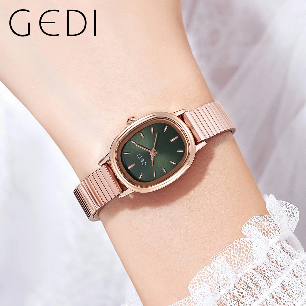 GEDI Fashioin Small Oval Women Bracelet Watches Luxury Waterproof Woman Watch Bamboo Joint Strap Casual Dress Female Clock Gifts