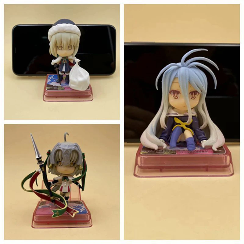 

Anime No Game No Life Action Figure Shiro Fate Christmas Joan Doll Q Version Kawaii Collectible Model Toy Mobile Phone Stand