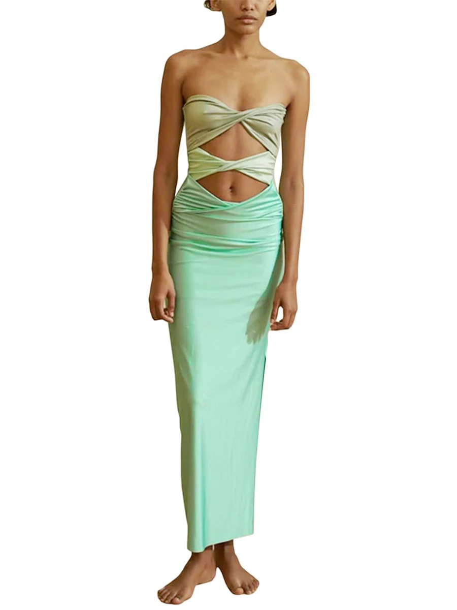 

Женское вечернее платье без бретелек, длинное платье на завязках с открытой спиной, лето 2022