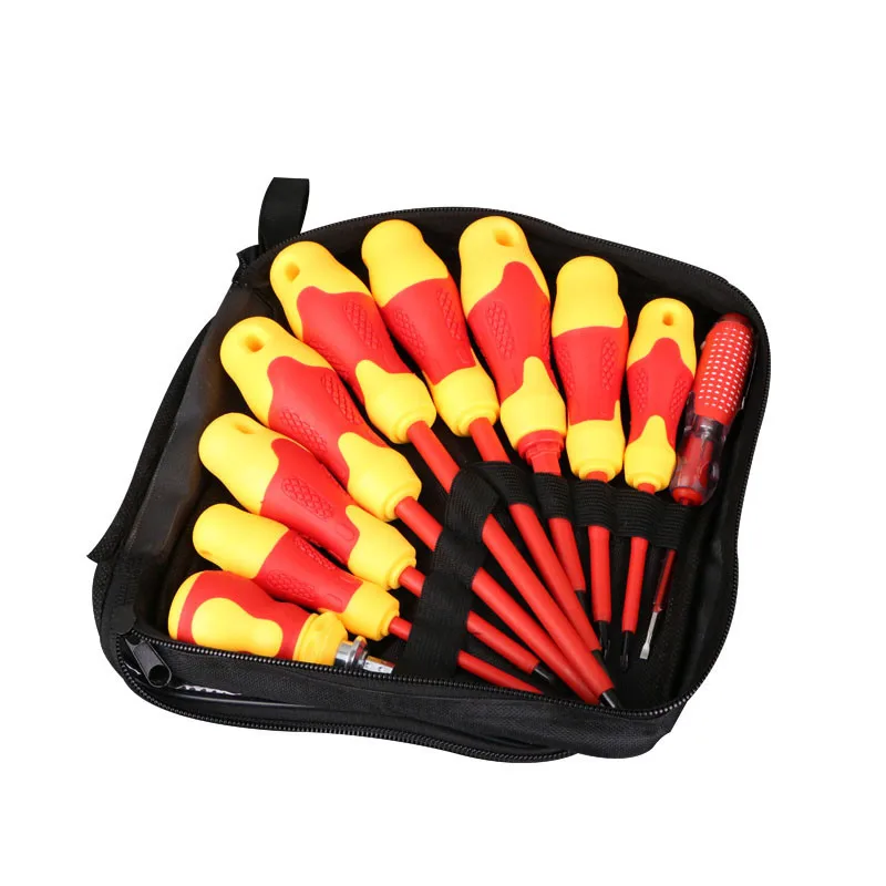 

10pcs Electrician Insulated Screwdriver Set Magnetic Phillips Slotted Screwdriver Sets Bit Kit Household Repair Hand Tools