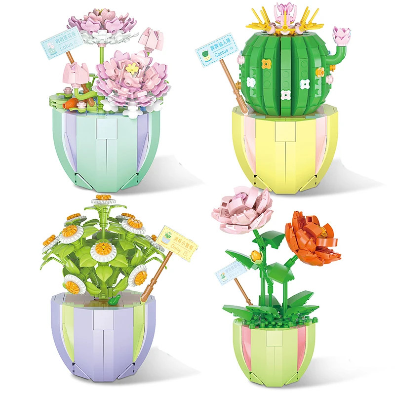 

Креативный горшок для цветов в горшке, лотос, Орхидея, балкон, внутреннее украшение, строительные блоки, кирпичи, игрушки, рождественские подарки для девочек