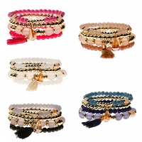 new boho white multi layer bracelets bangles for women fashion jewelry crystal pendant tassel bracelet set pulseras feminina