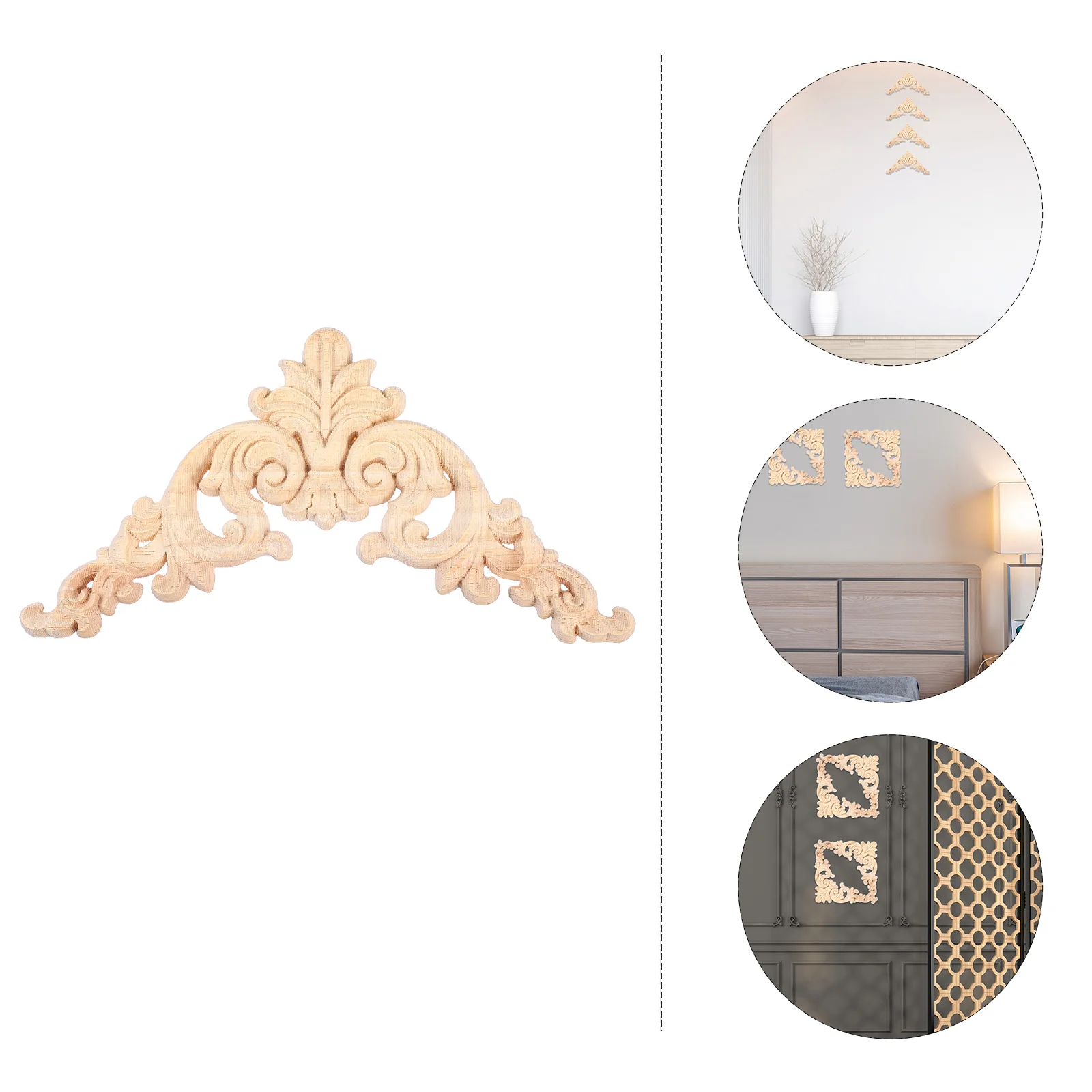 

4pcs Decorative Wood Carved Onlay Appliques Carved Wood Furniture Corner Decor