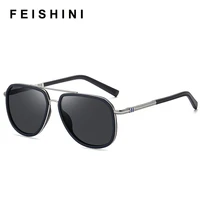 feishini 2022 design men classic pilot sunglasses hd polarized sunglasses for driving aviation alloy frame spring legs uv400