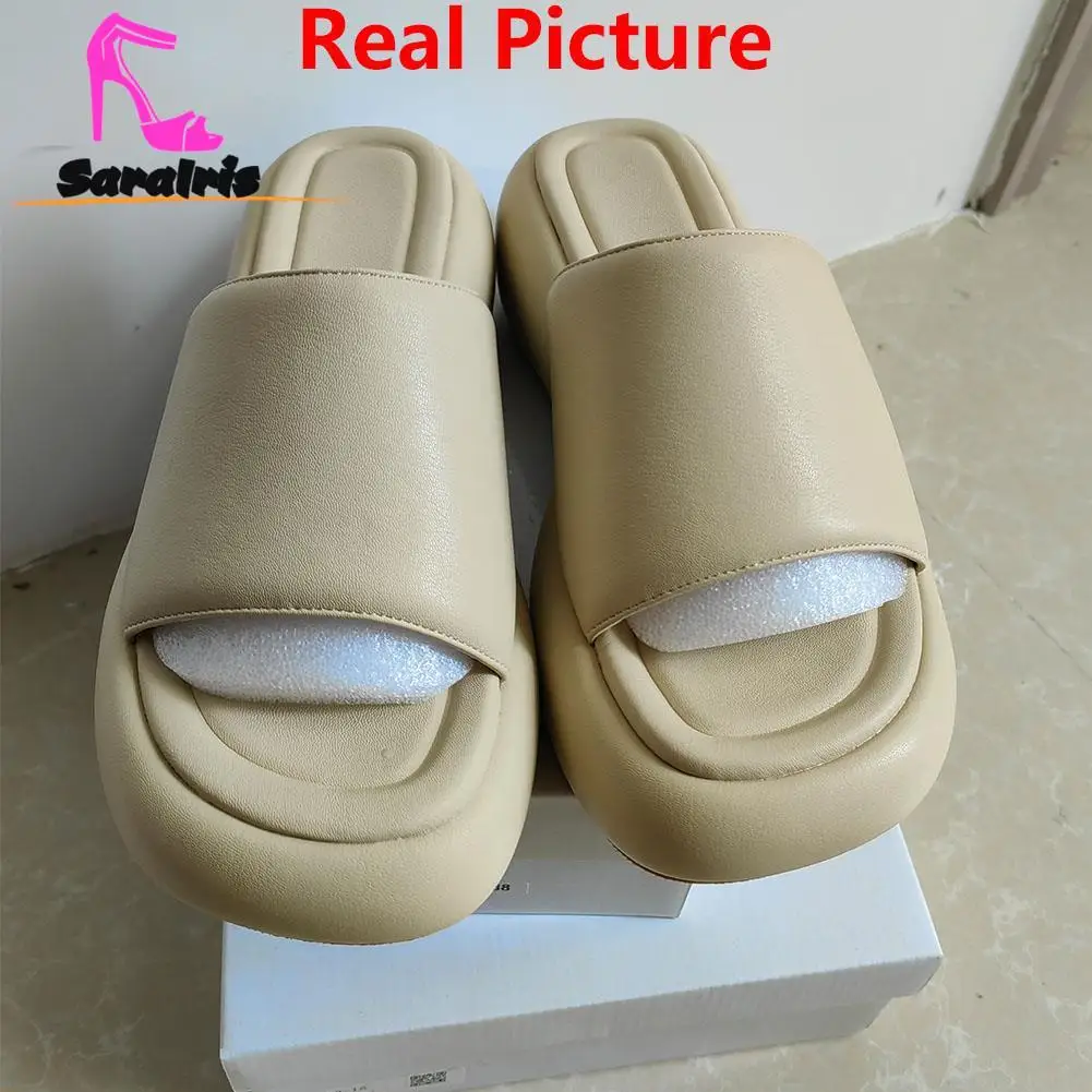 Wedge High Heels Women Slippers Summer 2023 Hot Fashion European Style Simply Sandal Comfy Walking Outside Lady Solid Slippers