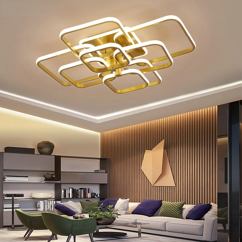 Modern Chandelier for living room bedroom AC85-265V Acrylic Aluminum Golden/White/Coffee painted frame Ceiling Lamp Fixtures