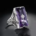Прямоугольное фиолетовое кольцо принцессы инкрустированное ажурное цветочное кольцо обручальное кольцо ювелирные изделия аксессуары