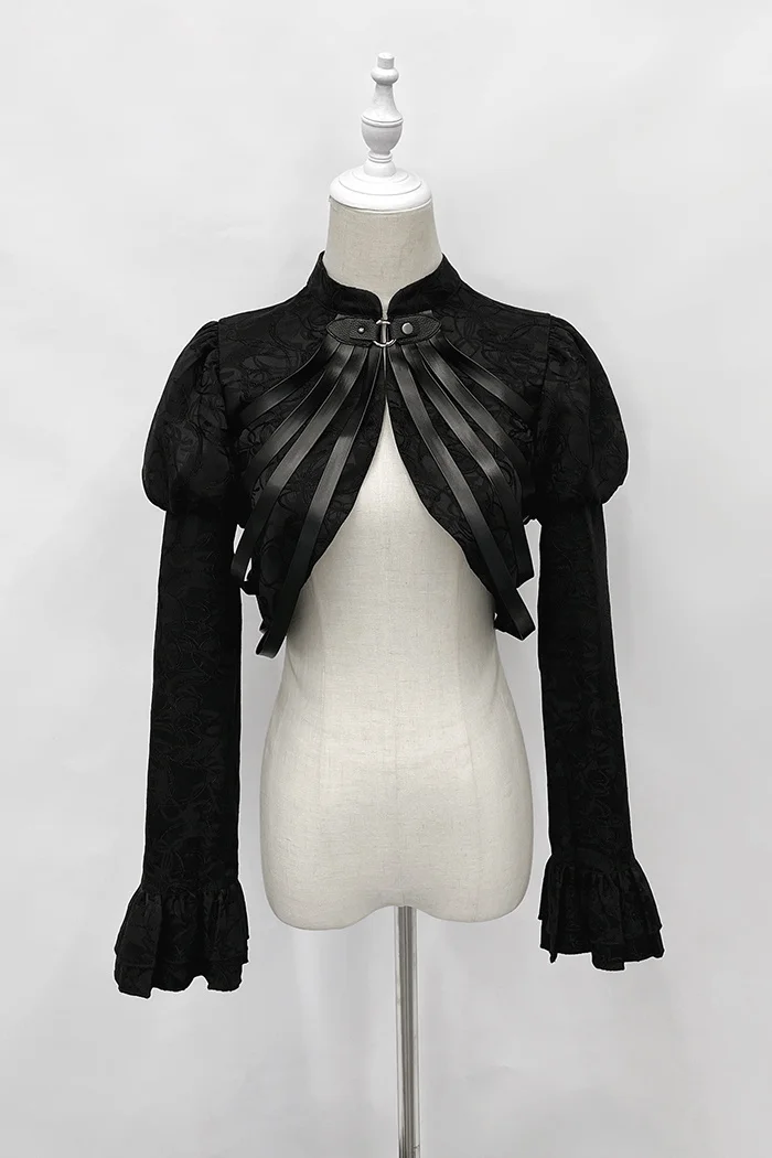 

2022 Rosetic New Designed Women Goth Shawl Long Puff Sleeve Solid Color Hollow Out Gothic Style Ladies Shawl For Autumn Winter