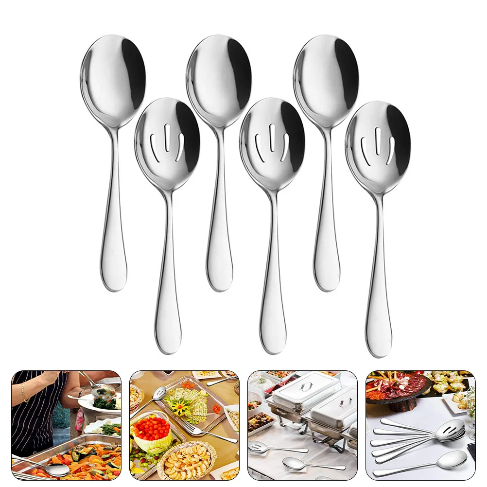 

6Pcs Stainless Steel Spoons Practical Self-service Colanders Stainless Steel Cutlery )
