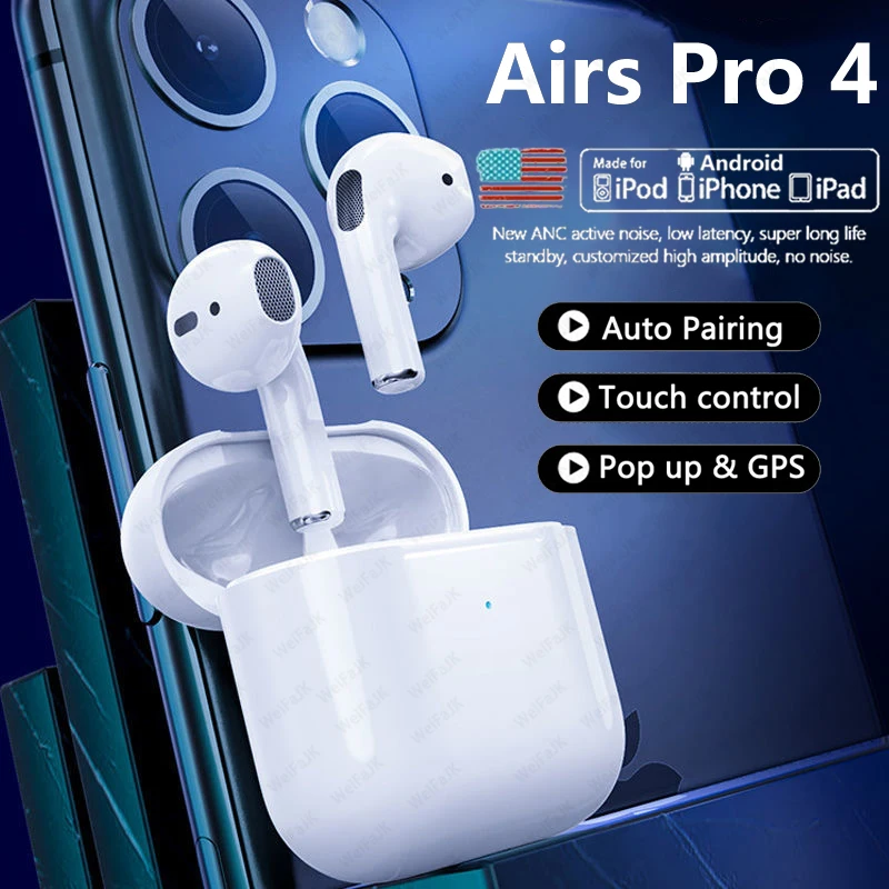 Original Air Pro 4 TWS Wireless Headphones Bluetooth 5.0 Earphone Earpod Earbuds Gaming Headset For Xiaomi iPhone Apple Earphone