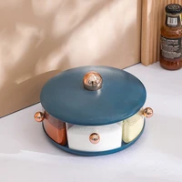 rotatable seasoning storage box 5 in 1 seasoning organizer box creative home kitchen accessories supplies green blue white