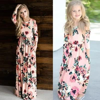 spring mother daughter matching dresses family set flower mommy and me clothes long sleeve woman girls long dress outfits