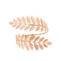 fashion women metal leaf charm open bracelet arm cuff armlet bangle fine jewelry