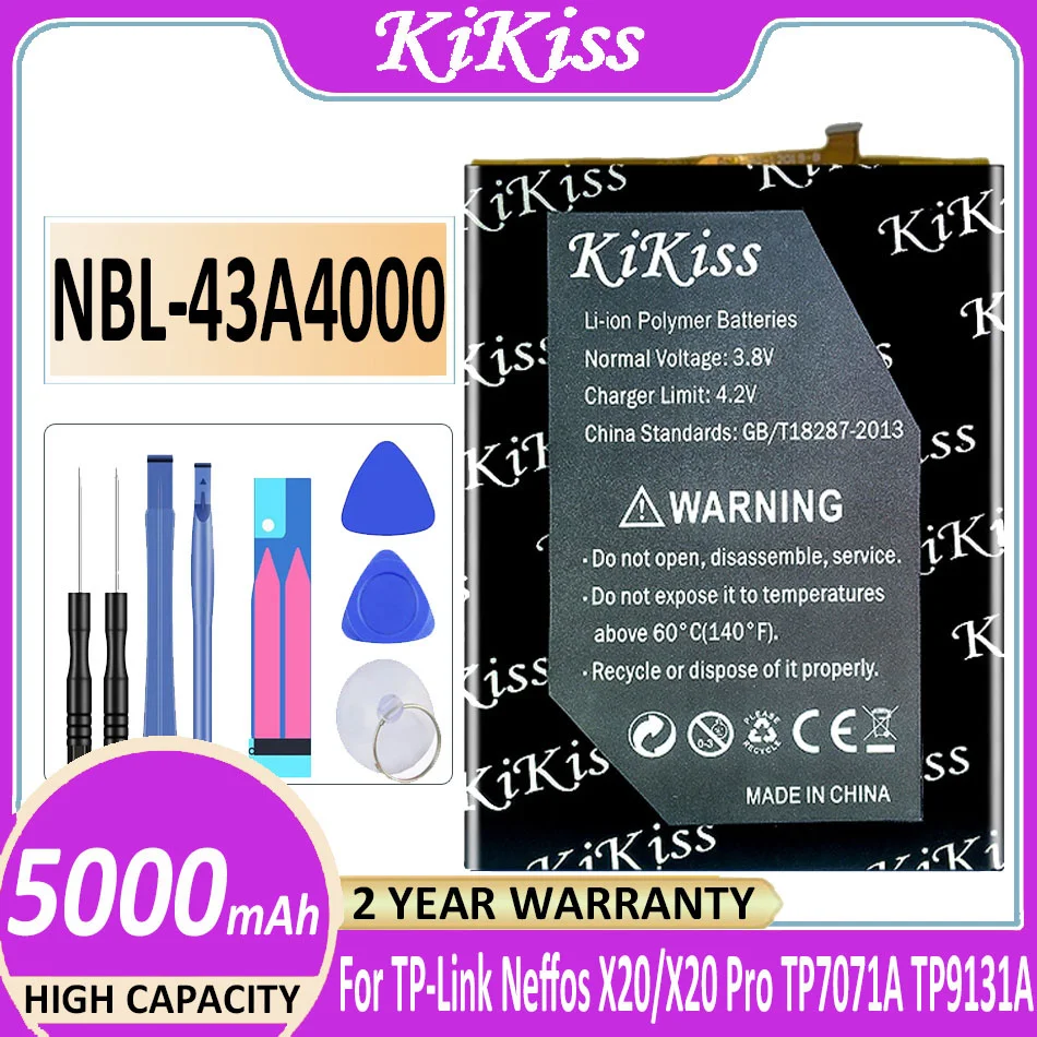 

Original KiKiss Powerful Battery NBL-43A4000 5000mAh For TP-Link Neffos X20/X20 Pro X20Pro TP7071A TP9131A Bateria