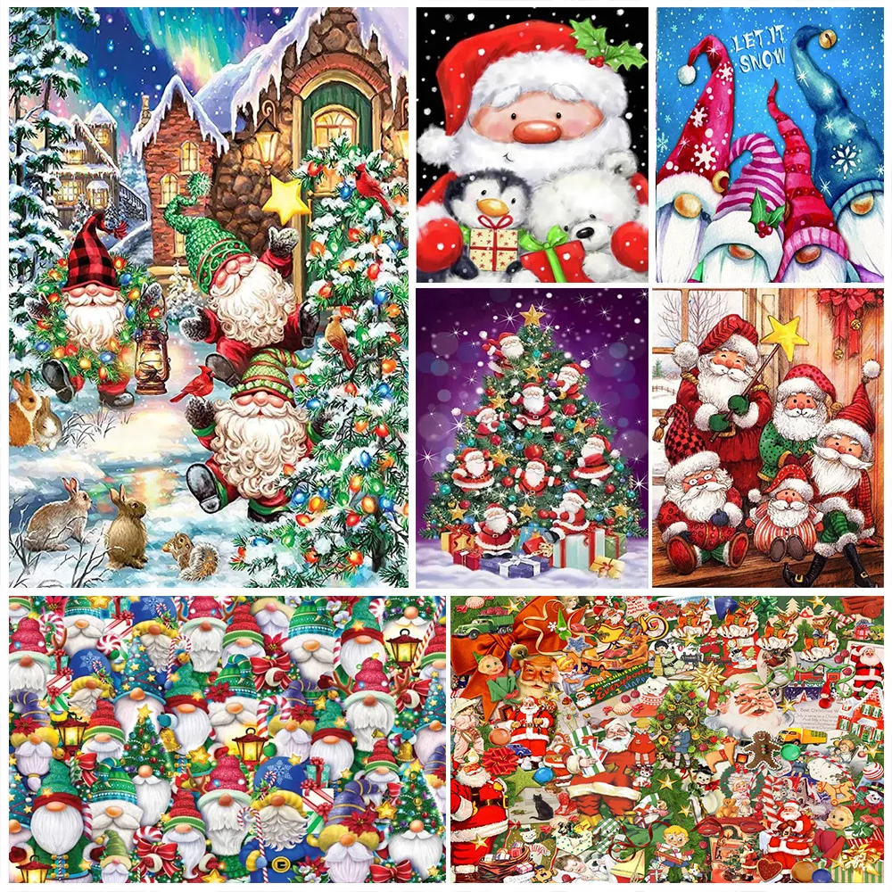 

Christmas Diamond Painting Kits Gnome Santa Full Drill Mosaic Cross Stitch Cartoon Embroidery Christmas Decoration New Year Gift