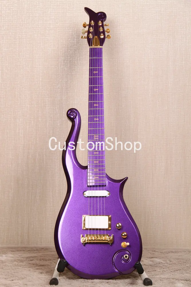 

Custom Prince Cloud Metallic Purple Electric Guitar Alder Body, Gold Truss Rod Cover & Gold Symbol Inlay, Wrap Around Tailpiece