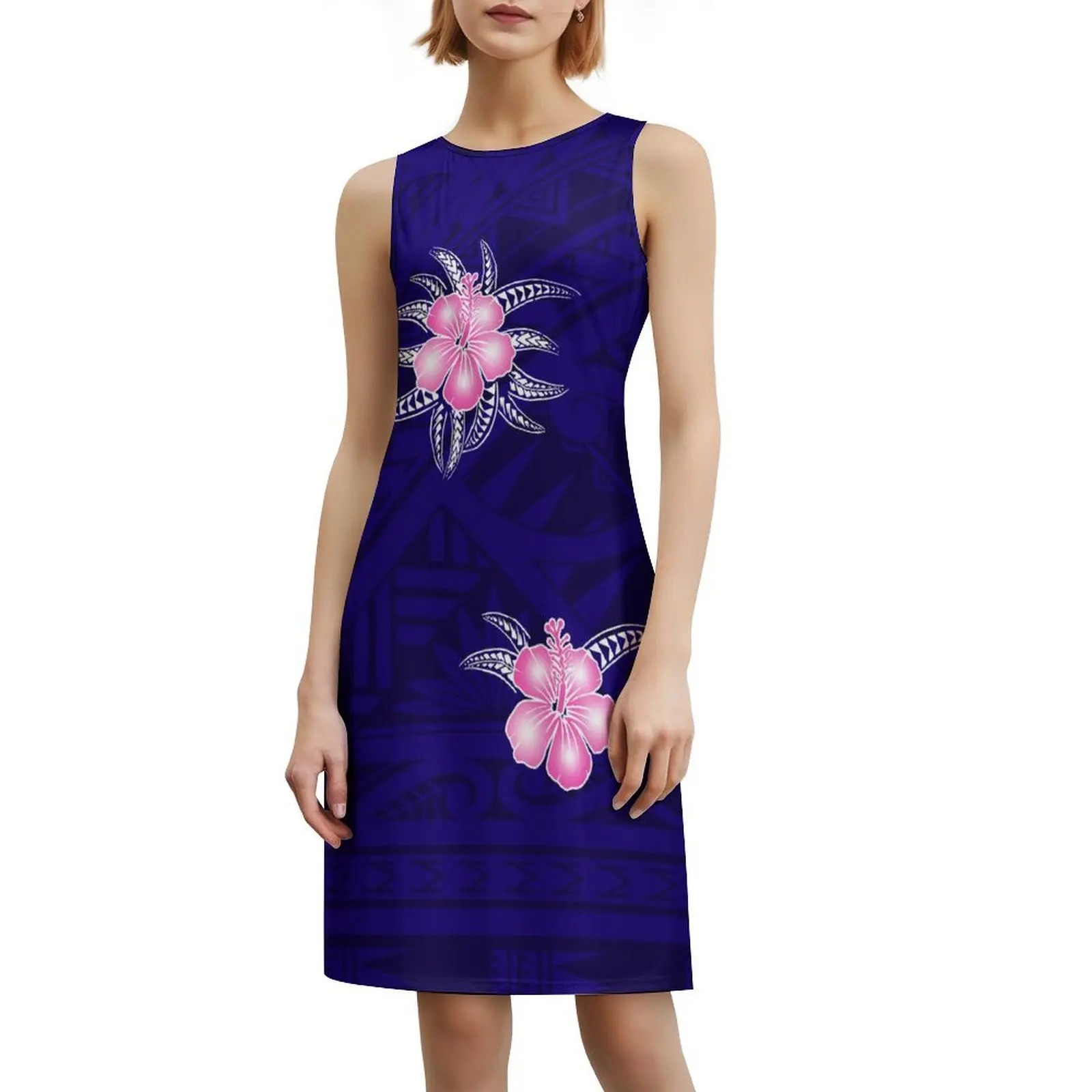 Повседневное платье-майка с круглым вырезом без рукавов стильная женская юбка