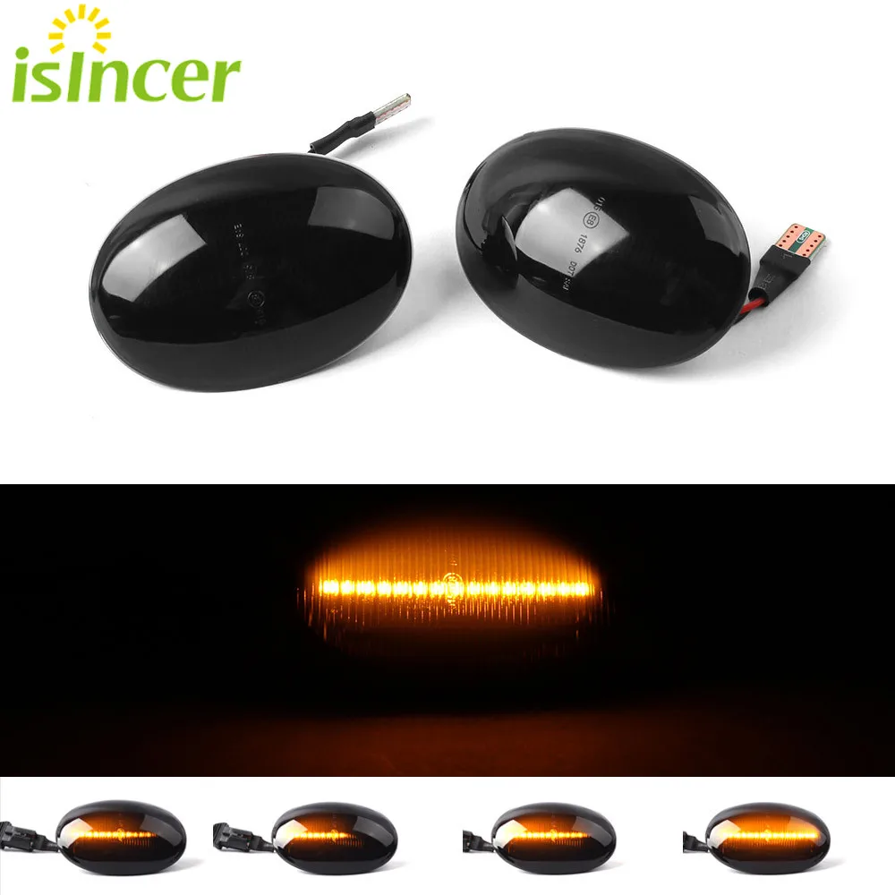 

2PCS Super Bright Smoke Lens Dynamic Flowing LED Turn Signal Side Marker Light Lamp For MINI R55 R56 R57 R58 R59 Car Lights
