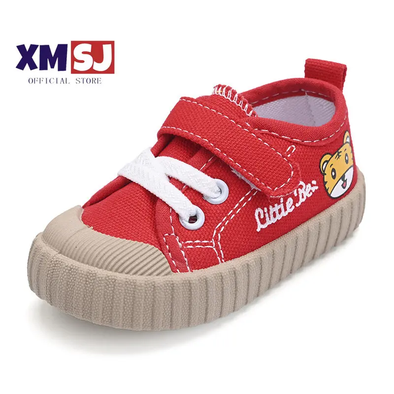 Enlarge Canvas Shoes Cartoon Kids Tiger Rubber Sole Breathable Spring Children Casual Shoes 26-27 Toddler Yellow Red Flat Baby Shoe