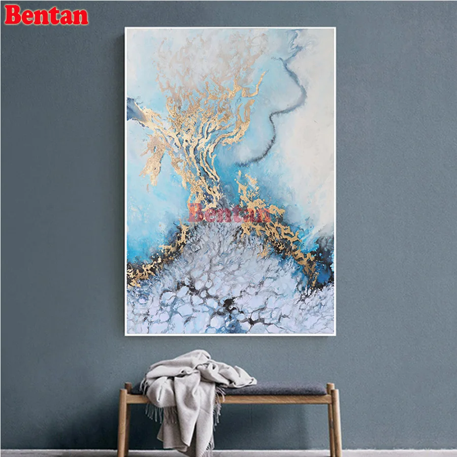 

Golden Blue Ocean Abstract Scenery Diamond Painting New Arrival 2022 Diy Diamond Mosaic Embroidery Cross Stitch Kit Amazing Gift