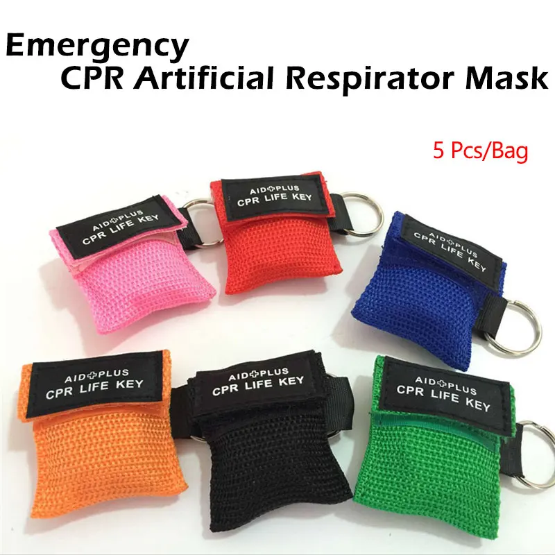

5Pcs CPR Emergency Resuscitator Mask Keychain Emerge Face Shield First Aid Kit CPR Mask For Health Survival Security Protection