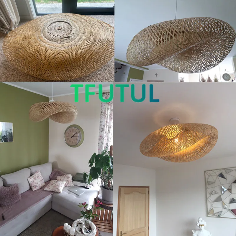 Китайские подвесные светильники из бамбука ручной вязки для сада ресторана