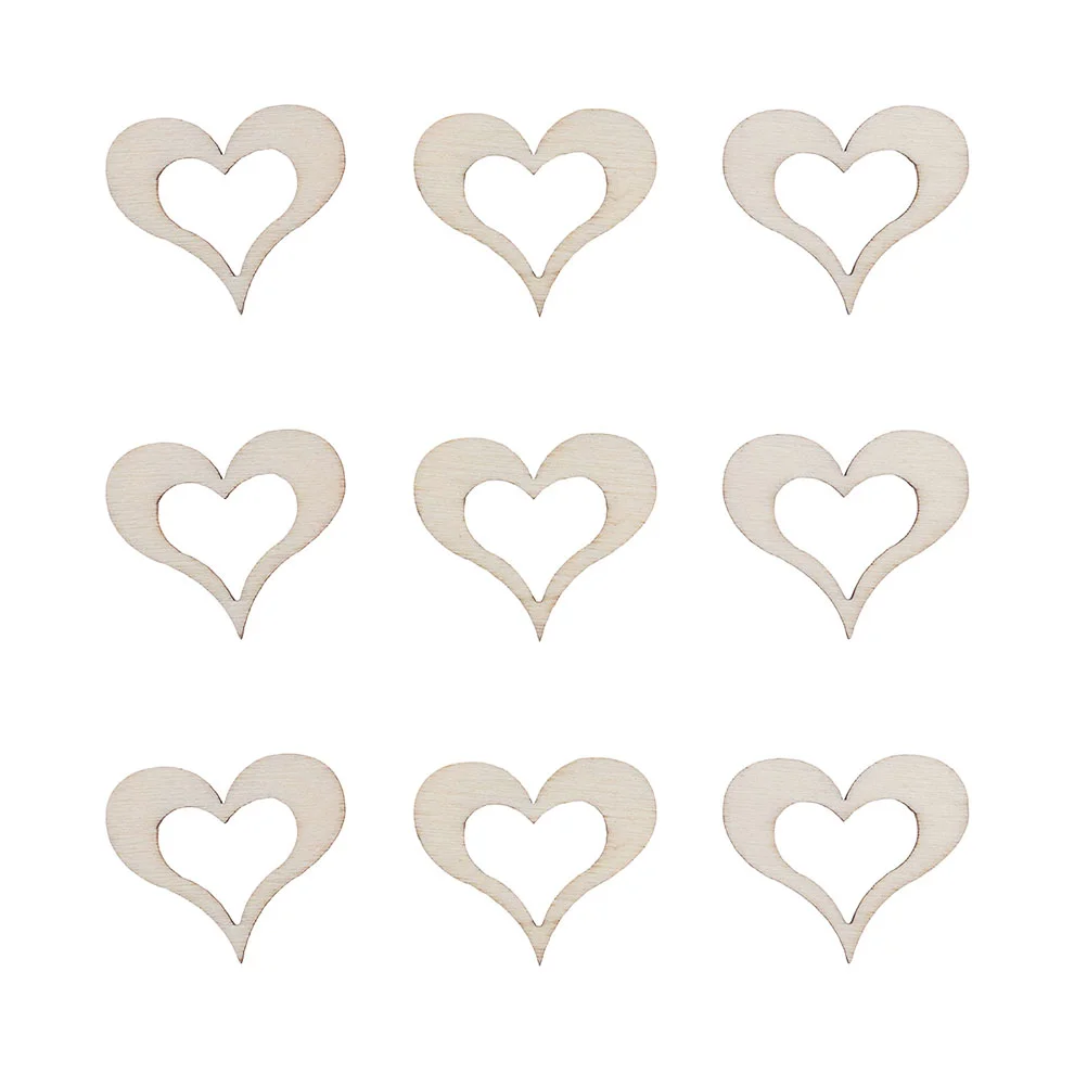 

50 Pcs Hollow Heart Craft Woodsy Decor Natural Wood Love Tag Heart Decor Wedding Hollow Hearts