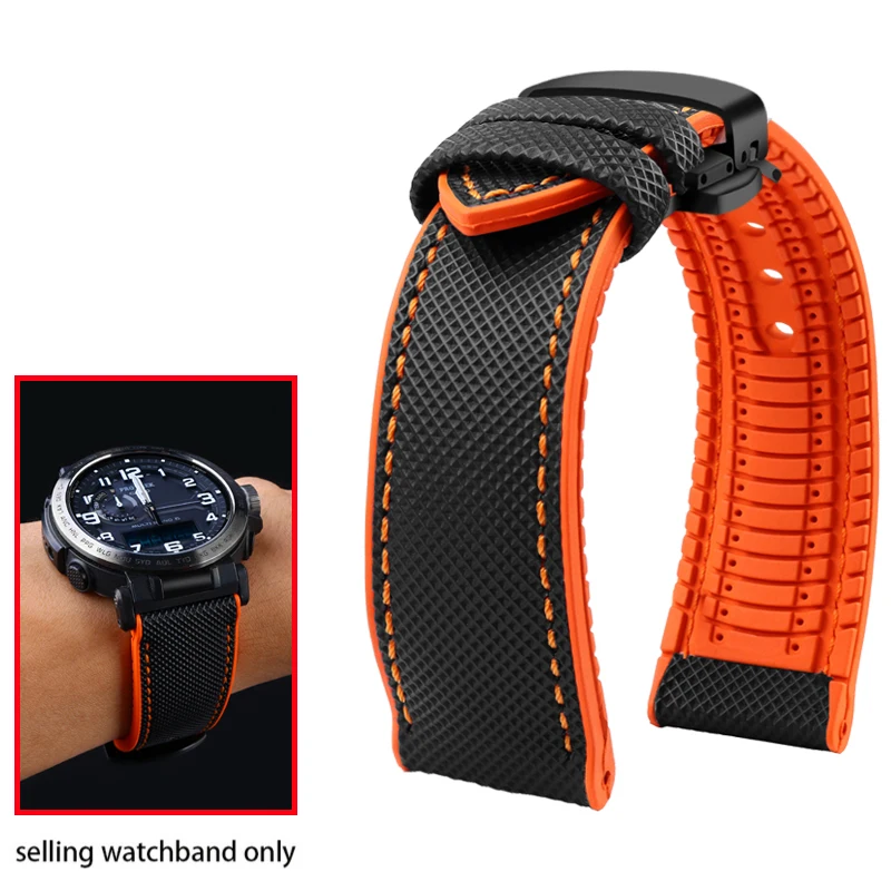 24mm Watch Strap For Casio PROTREK Mountaineering watchband PRG-600/PRG-650 PRW-6600/ PRW-60/70nylon soft rubber Sports Bracelet