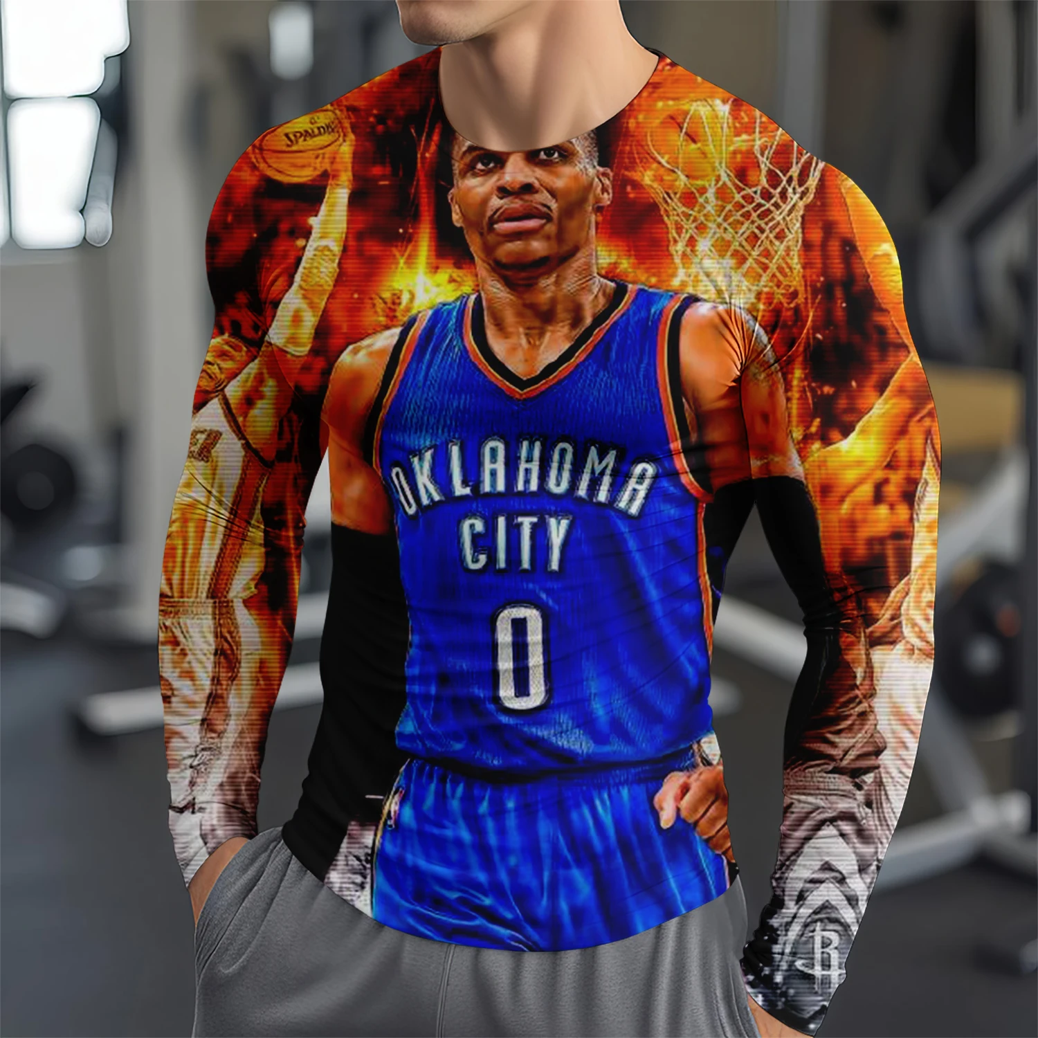 Футболка С Длинным Рукавом Russell Westbrook 3D Принтом Модная Спортивная Одежда Удобный