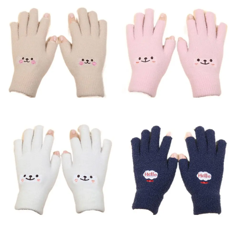 

Knitted Mitten Riding Skiing Gloves Warmer Hand Touch Screen Glove Women Winter Mitten Open Finger Gloves Warmer Gloves