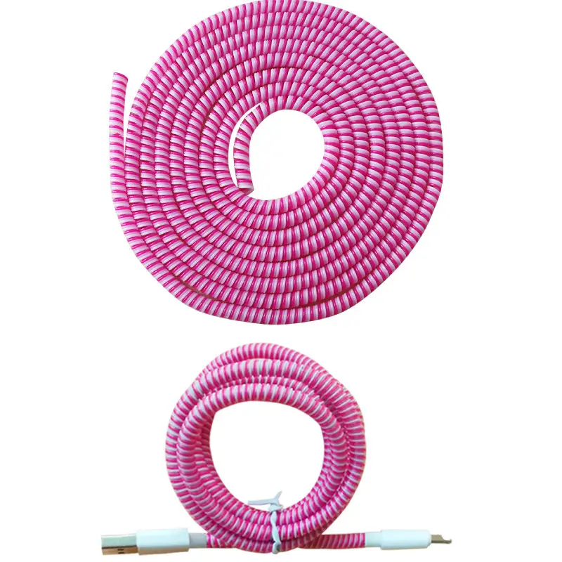 1.4m Color phone Wire Cord Rope Protecto Anti-break spring protection rope for USB Charging Cable earphone Data Bobbin Winder