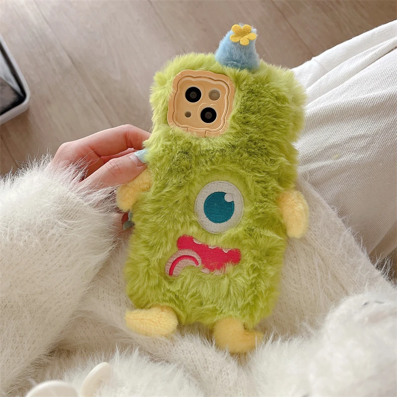 3D циклоп монстр теплый зимний плюшевый меховой чехол для Huawei Mate 60 Pro 50 40 30 пуховая