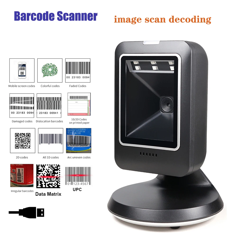 

Barcode Scanner Omnidirectional Desktop Automatic Sense 1D 2D QR code Data Matrix Bar code Reader for Supermarket Retail Payment