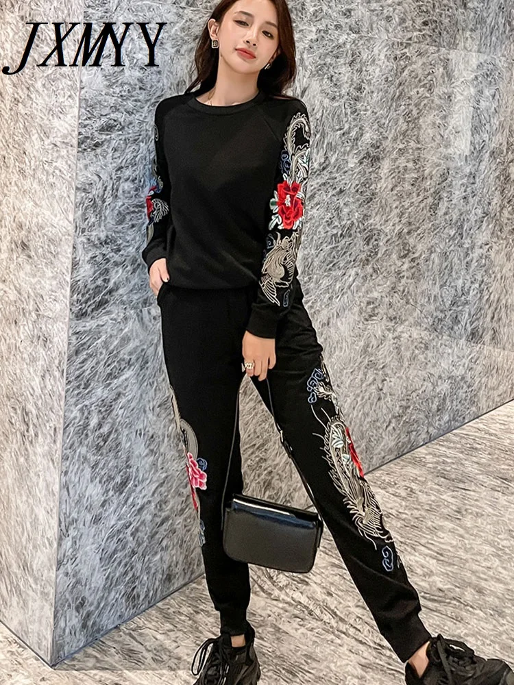 JXMYY 2022 весенне-осенний вышитый Повседневный Спортивный костюм в китайском стиле