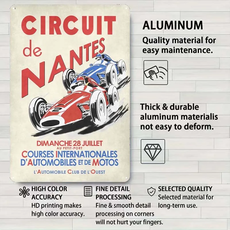 Винтажный Ржавый металлический знак Nantes Grand Prix металлическая Настенная роспись