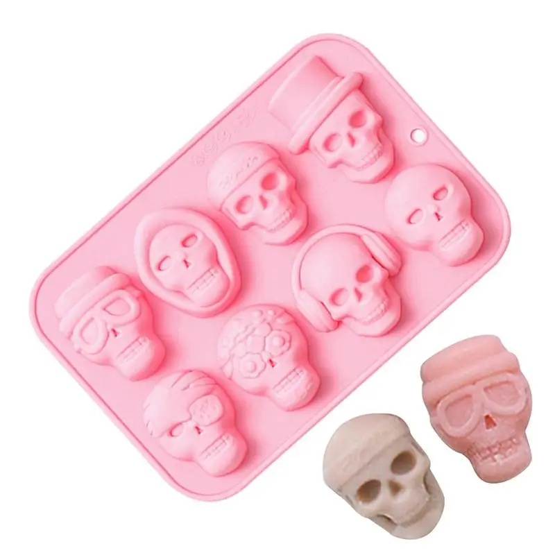 

8 Cavity Multipurpose Skull Ice Cube Mold Creative Halloween Chocolate Moulds Reusable Easy Release Molds Party Supplies