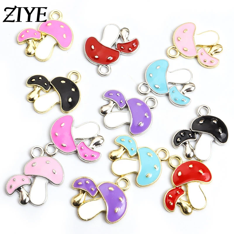 

10pcs 19*20mm Enamel Mushroom Charms for Jewelry Making Pendants Necklaces Cute Earrings DIY Handmade Accessories Alloy Findings