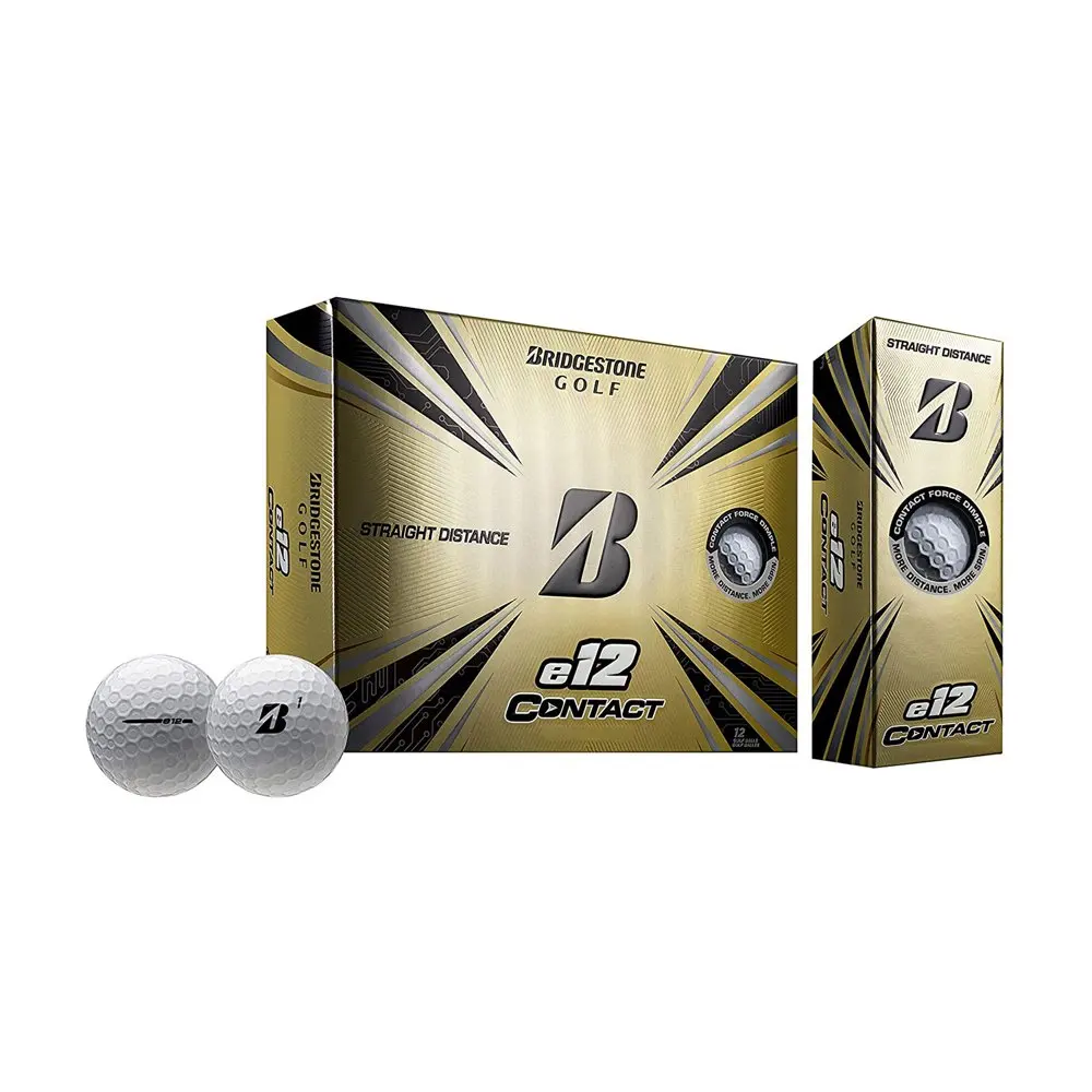 e12 CONTACT Golf Balls w/ Contact Force Dimples, White, 12 Pack