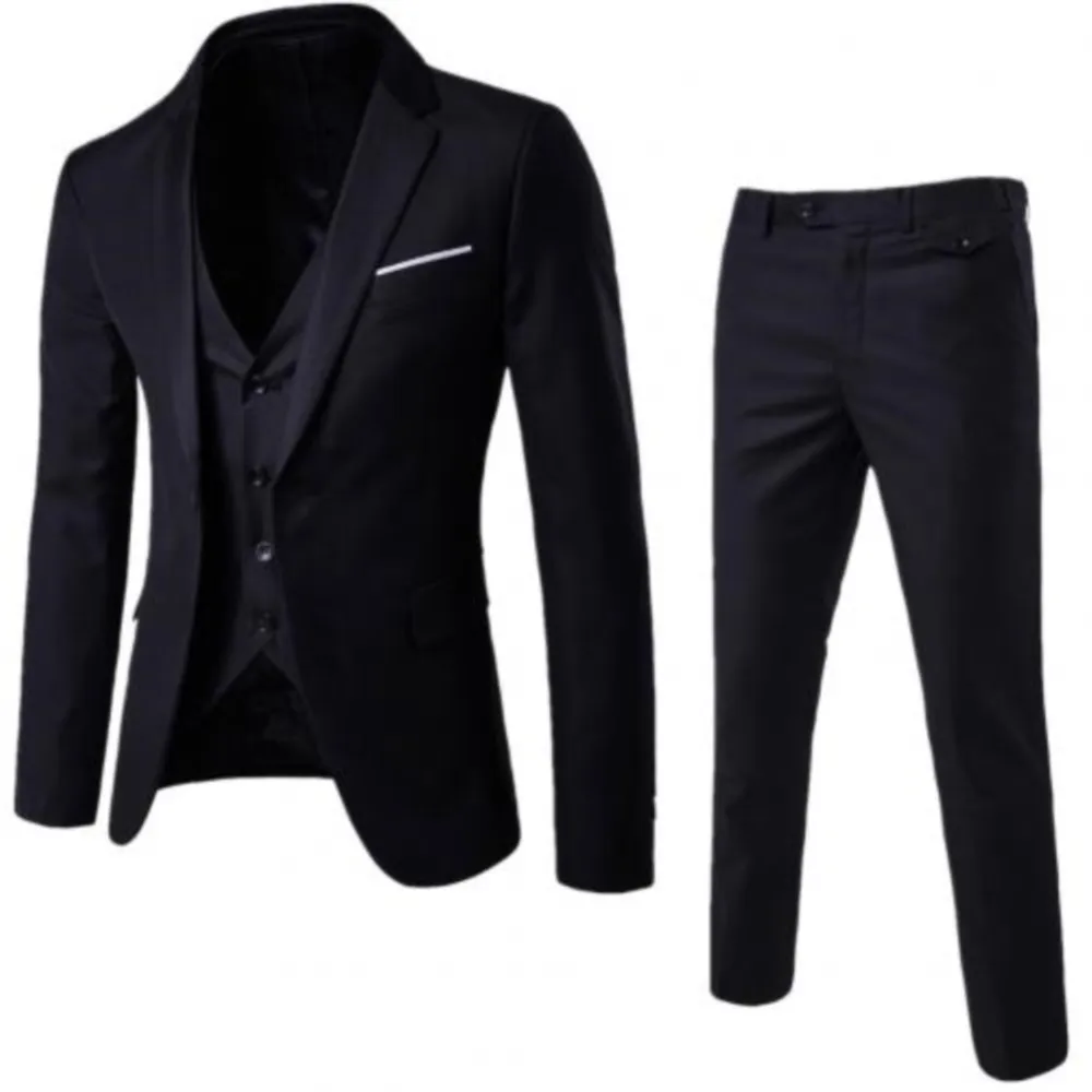 

3Pcs/Set Luxury Mens Suits Set Grey Formal Blazer Pants Vest Marriage Tuxedo Male Business Suit Set Terno Wedding Mens Suit Slim
