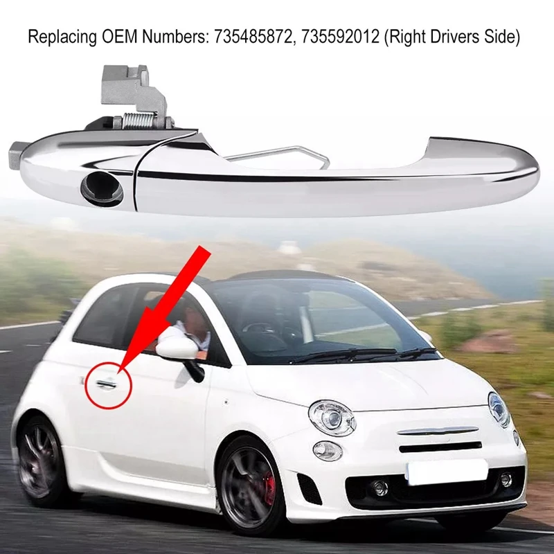 1 пара передних наружных хромированных дверных ручек автомобиля 735592012 Для Fiat 500