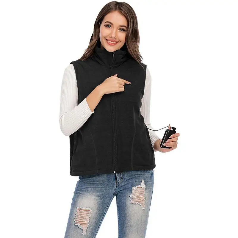 

Жилет с подогревом унисекс, Регулируемый Электрический обогревающий жилет с зарядкой, одежда для мужчин и женщин, флисовая ткань с подогревом