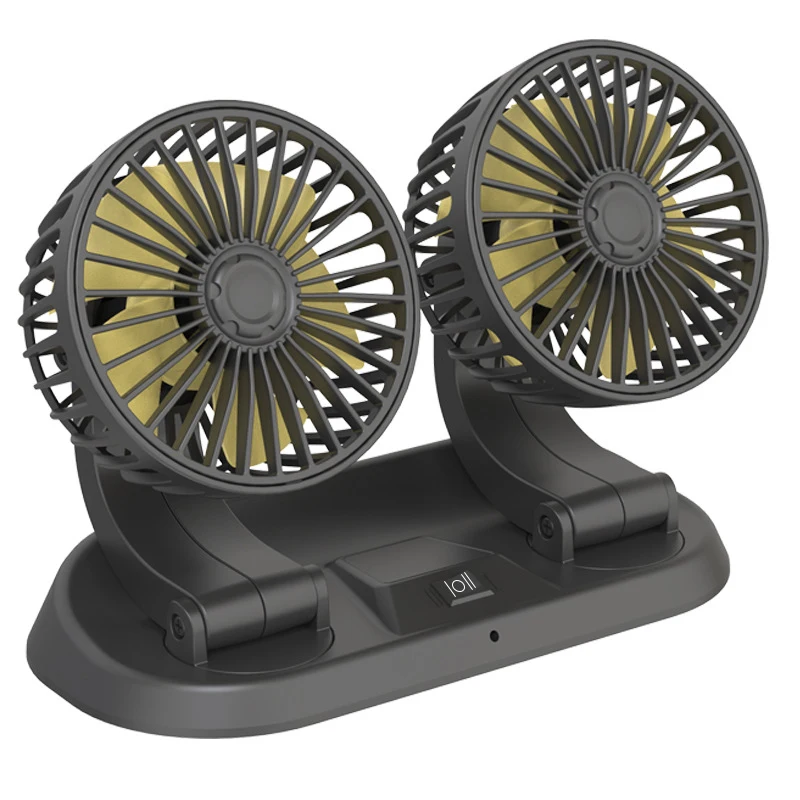 

12V 24V Car Auto Cooling Dual Head Fan 360 Degree Low Noise Car Auto Cooler Air Fan Car Fan USB Fan Accessories