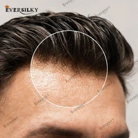 Natural Hairline Men's Toupee V-loop 0.06-0.08mm PU Base Hair Replacement System Straight/Wavy Hair for Options Blonde